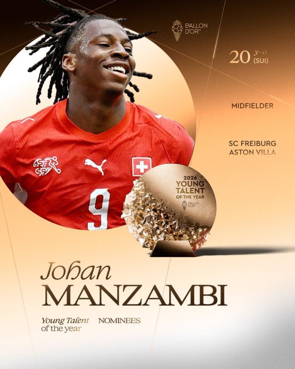 رسـمـيـاً :

مانزامبي مرشح للفوز بجائزة افضل لاعب شاب لعام 2026.. …
